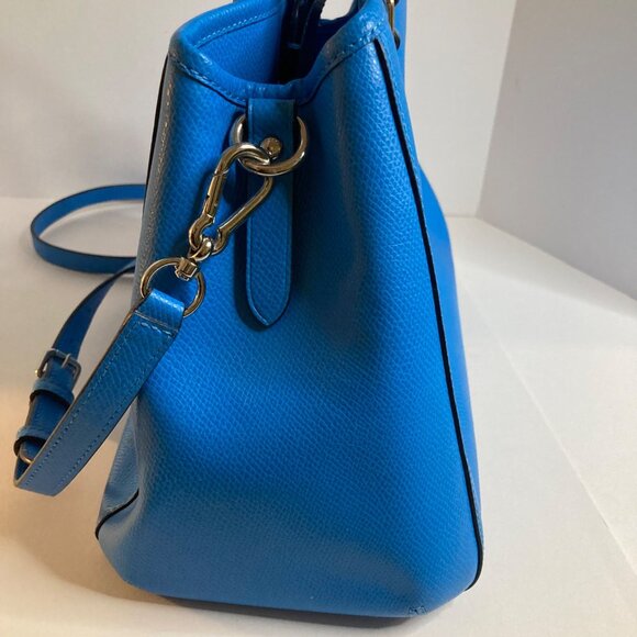 Womens Coach Margo Leather Satchel Carry All Bag Bright Blue 8 x 14 x 6" - Picture 5 of 10
